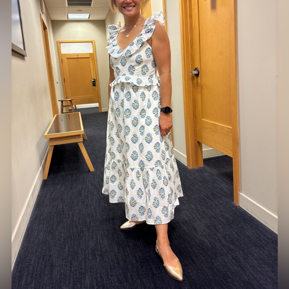 J. Crew Dresses & Skirts - A-Line Maxi White and Blue Women’s Maxi Dress with pockets by J. Crew